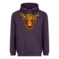 Plum sunflower headband highland cow Heavyweight Hoodie - Jasminsmagicworld