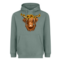 Sage sunflower headband highland cow Heavyweight Hoodie - Jasminsmagicworld