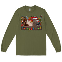 Army Green festive farmyard gathering Long Sleeve Tee - CowhideDigitalArt
