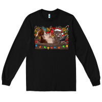 Black festive farmyard gathering Long Sleeve Tee - CowhideDigitalArt