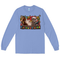 Colony Blue festive farmyard gathering Long Sleeve Tee - CowhideDigitalArt