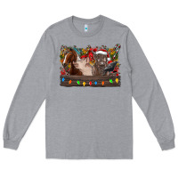 Heather Grey festive farmyard gathering Long Sleeve Tee - CowhideDigitalArt