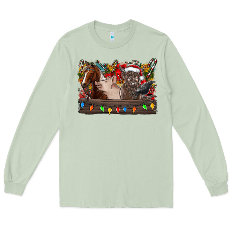 Festive Farmyard Gathering Long Sleeve Tee by CowhideDigitalArt | Teevron