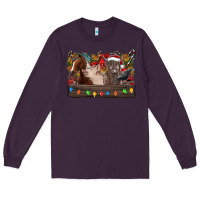 Plum festive farmyard gathering Long Sleeve Tee - CowhideDigitalArt
