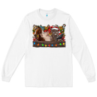 White festive farmyard gathering Long Sleeve Tee - CowhideDigitalArt