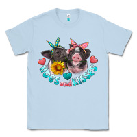 Dusty Blue hogs and kisses pigs Classic Tee - Artiststas