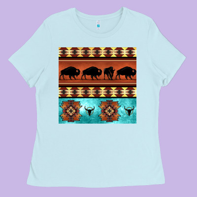 Native American Aztec Seamless Pattern 2 Ladies Tee Designed By Bundleandbundleshop