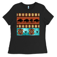 Black native american aztec seamless pattern 2 Ladies Tee - BundleAndBundleShop
