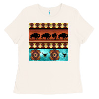 Bone native american aztec seamless pattern 2 Ladies Tee - BundleAndBundleShop