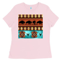 Bubblegum Pink native american aztec seamless pattern 2 Ladies Tee - BundleAndBundleShop