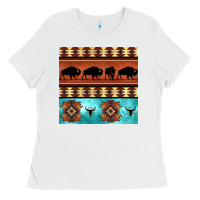 White native american aztec seamless pattern 2 Ladies Tee - BundleAndBundleShop
