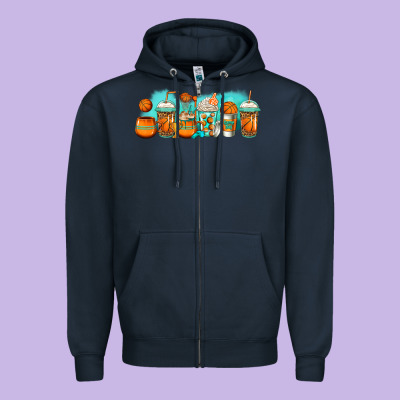 Basketball Coffee Cups Zipper Hoodie Designed By Jasminsmagicworld
