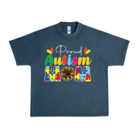 Midnight Navy Proud Autism Mom sunflower Urban Heavy Tee - CowhideDigitalArt