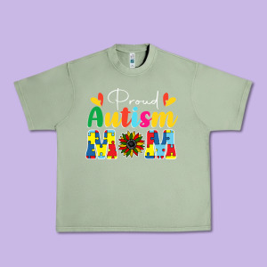 Proud Autism Mom Sunflower Urban Heavy Tee Designed By Cowhidedigitalart