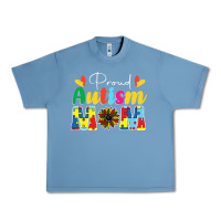 Pebble Blue Proud Autism Mom sunflower Urban Heavy Tee - CowhideDigitalArt