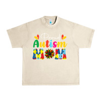 Sandshell Proud Autism Mom sunflower Urban Heavy Tee - CowhideDigitalArt
