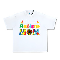 White Proud Autism Mom sunflower Urban Heavy Tee - CowhideDigitalArt