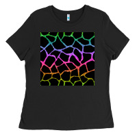 Black giraffe glitter seamless pattern Ladies Tee - BundleAndBundleShop
