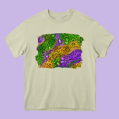 Mardi Gras Leopard Gemstone Background Heavy Core Tee Designed By Ranaportraitstore