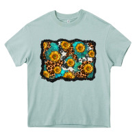 Arona cowhide leopard turquoise sunflowers pattern olivia Heavy Core Tee - OliviaCreatesArt