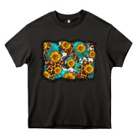Asphalt cowhide leopard turquoise sunflowers pattern olivia Heavy Core Tee - OliviaCreatesArt