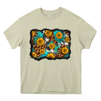 Mossy cowhide leopard turquoise sunflowers pattern olivia Heavy Core Tee - OliviaCreatesArt