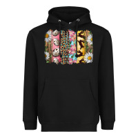 Black Easter Brushstroke With Quail Eggs Daisy And Bunny Heavyweight Hoodie - RanaPortraitStore