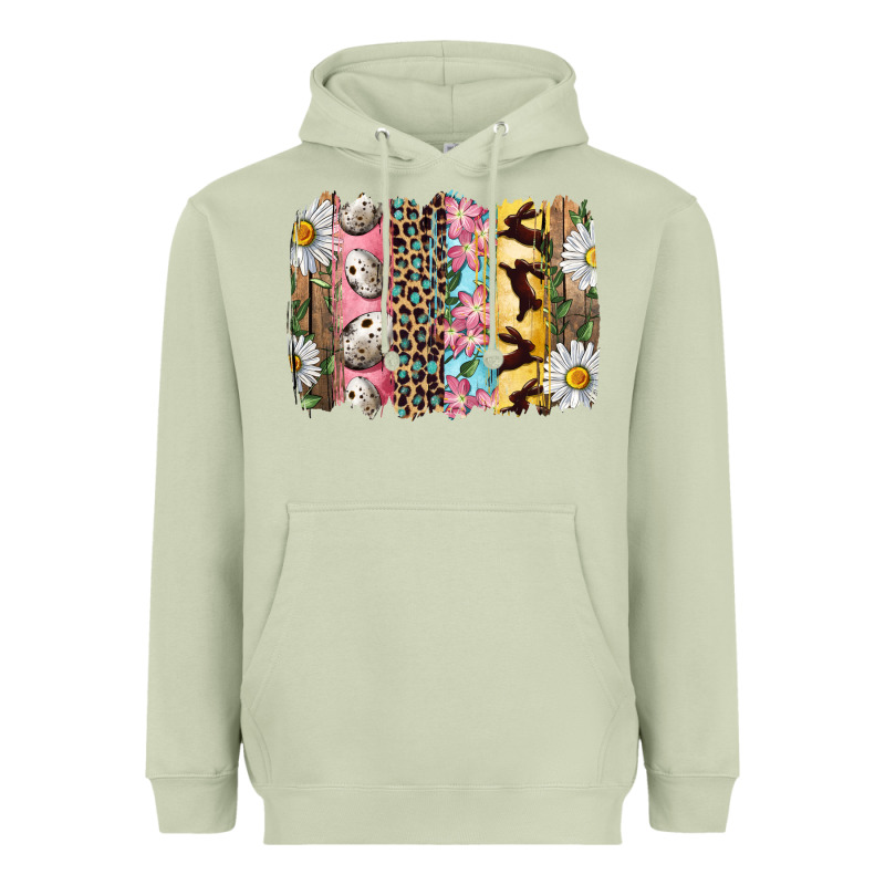 Easter Brushstroke With Quail Eggs Daisy And Bunny Heavyweight Hoodie by RanaPortraitStore | Teevron