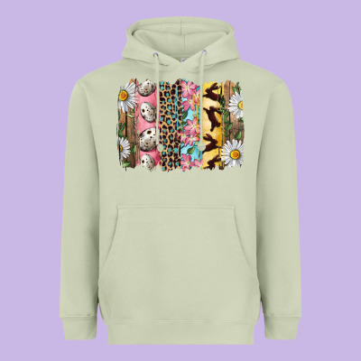Easter Brushstroke With Quail Eggs Daisy And Bunny Heavyweight Hoodie Designed By Ranaportraitstore