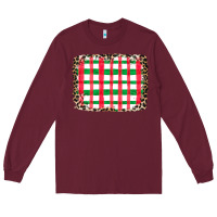 Burgundy Christmas Pattern Long Sleeve Tee - CowhideDigitalArt