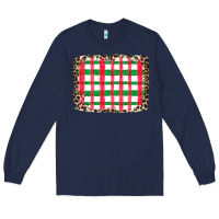 Navy Christmas Pattern Long Sleeve Tee - CowhideDigitalArt