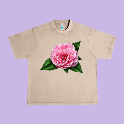 Camellia Flower Urban Heavy Tee Designed By Lillyallendesigns