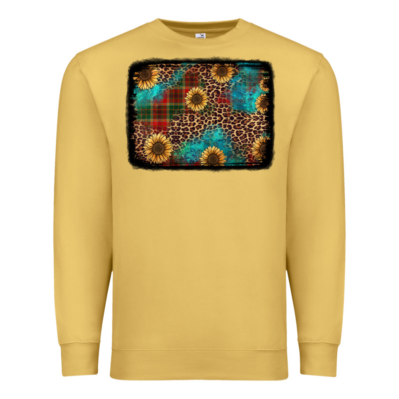 Christmas Sunflowers And Buffalo Plaid Background Premium Sweatshirt by Jasminsmagicworld | Teevron