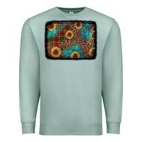 Seafoam christmas sunflowers and buffalo plaid background Premium Sweatshirt - Jasminsmagicworld