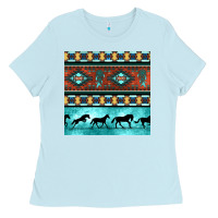 Baby Blue native american aztec seamless pattern Ladies Tee - BundleAndBundleShop