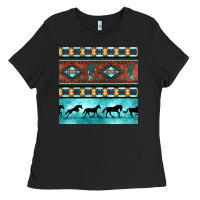 Black native american aztec seamless pattern Ladies Tee - BundleAndBundleShop