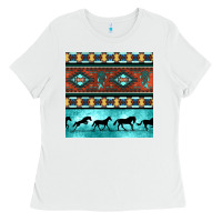White native american aztec seamless pattern Ladies Tee - BundleAndBundleShop