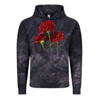 Cloud Black Scarlet Red Carnation Illustrations Vintage Hoodie - LillyAllenDesigns