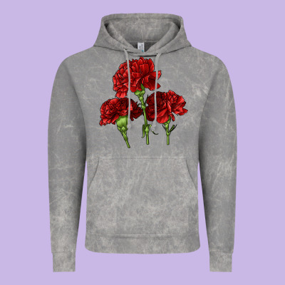 Scarlet Red Carnation Illustrations Vintage Hoodie Designed By Lillyallendesigns