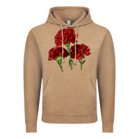 Vintage Coffee Scarlet Red Carnation Illustrations Vintage Hoodie - LillyAllenDesigns