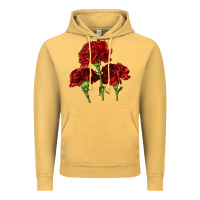 Vintage Mustard Scarlet Red Carnation Illustrations Vintage Hoodie - LillyAllenDesigns