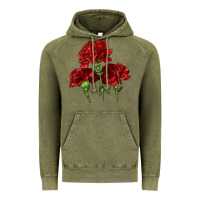 Vintage Olive Scarlet Red Carnation Illustrations Vintage Hoodie - LillyAllenDesigns