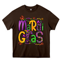 Chocolate Brown mardi gras Heavy Core Tee - OliviaCreatesArt