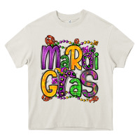 Cream mardi gras Heavy Core Tee - OliviaCreatesArt