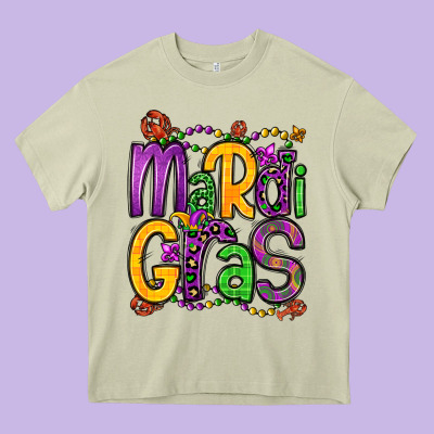 Mardi Gras Heavy Core Tee Designed By Oliviacreatesart