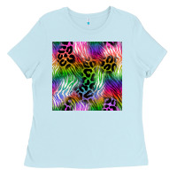 Baby Blue neon safari seamless pattern 2 Ladies Tee - BundleAndBundleShop