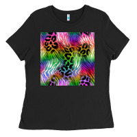 Black neon safari seamless pattern 2 Ladies Tee - BundleAndBundleShop