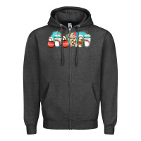 Charcoal Heather baseball coffee cups libbey glass Zipper Hoodie - Jasminsmagicworld