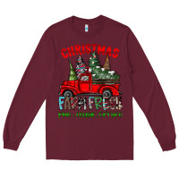 Burgundy christmas tree farm truck Long Sleeve Tee - CowhideDigitalArt