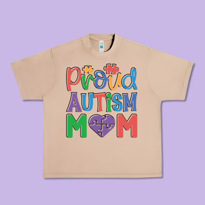 Proud Autism Mom Urban Heavy Tee Designed By Cowhidedigitalart